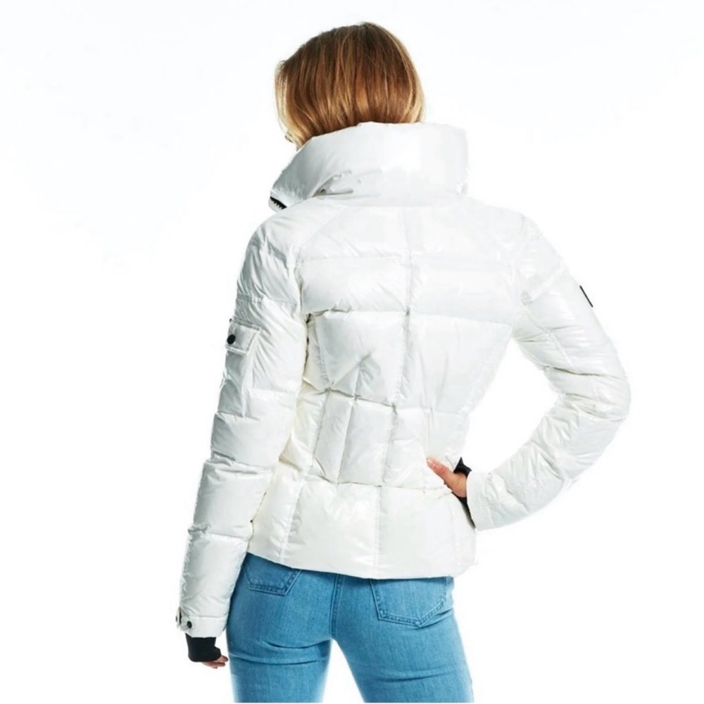 SAM. Women's White Puffer Jacket with Black Accents - Picture 4 of 4